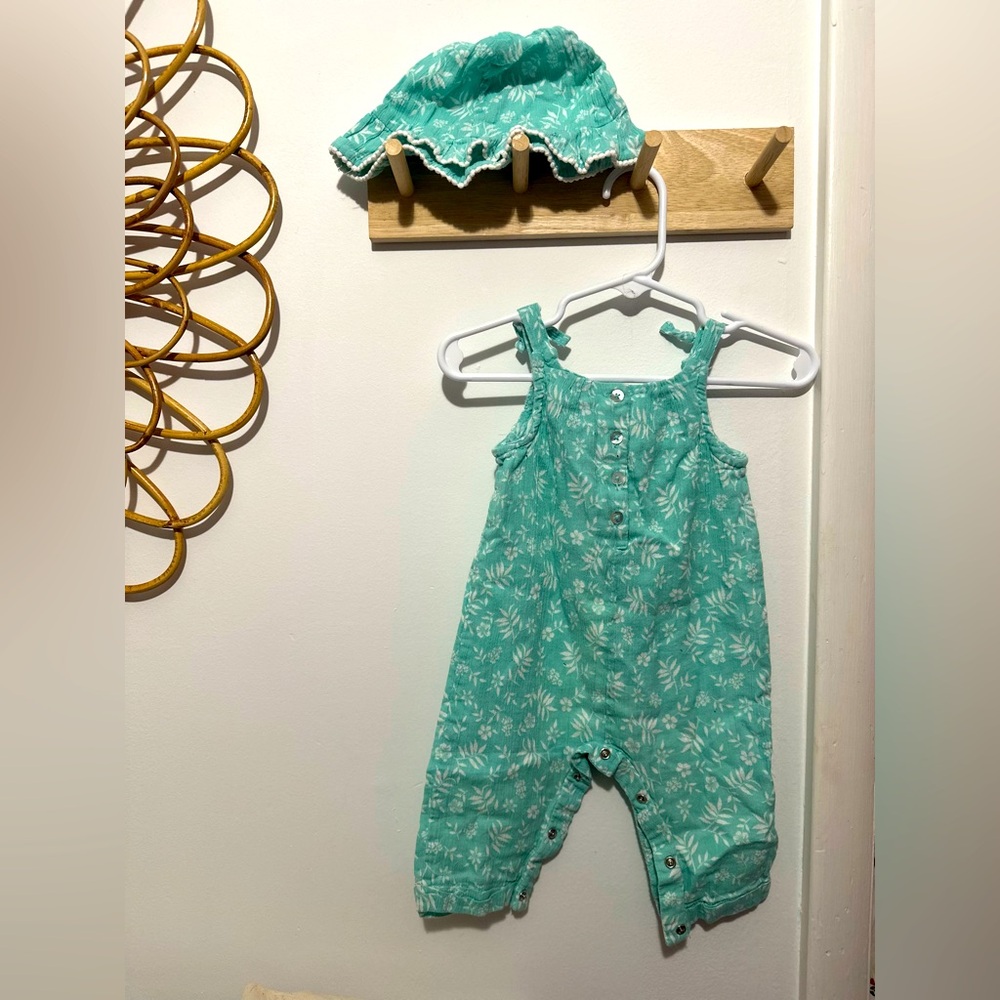 Little One Green Floral Baby Romper